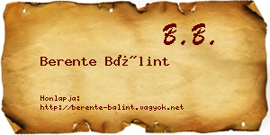 Berente Bálint névjegykártya